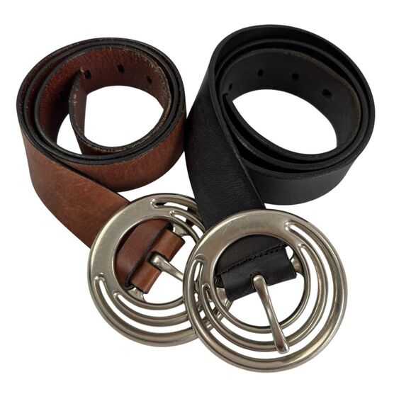 Lot of 2 Silpada Designs Genuine Leather Belt Z9027 Brown Black - Picture 1 of 9